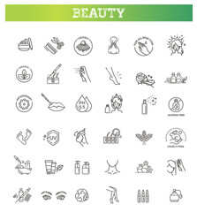 Fototapeta premium Beauty vector outline icons set. Beauty treatment