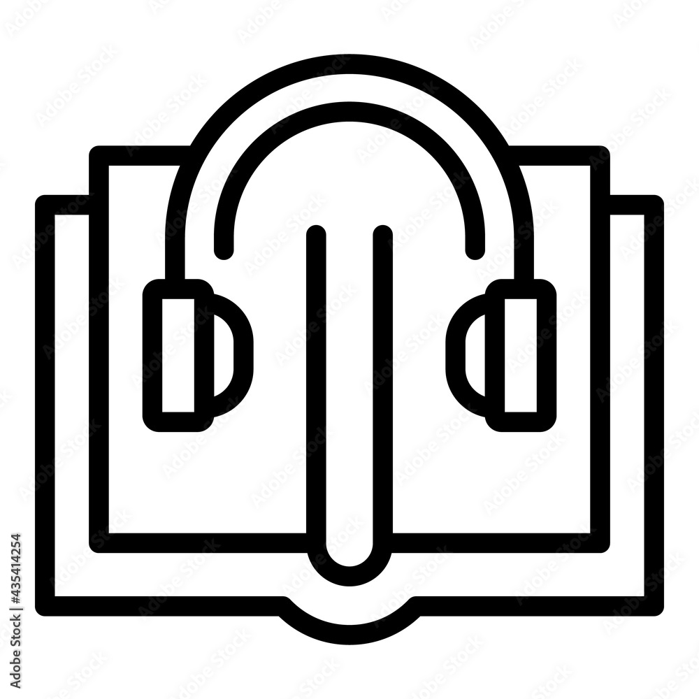 Poster audio book icon. outline audio book vector icon for web design isolated on white background