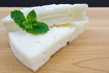 Goat cheese slices shot in studio