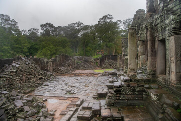  Bayon the central temple of Angkor Thom, late 12th century.It rains in the rainy season. (Cambodia, 04.10. 2019)