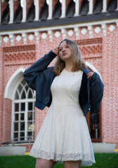 woman in a white dress