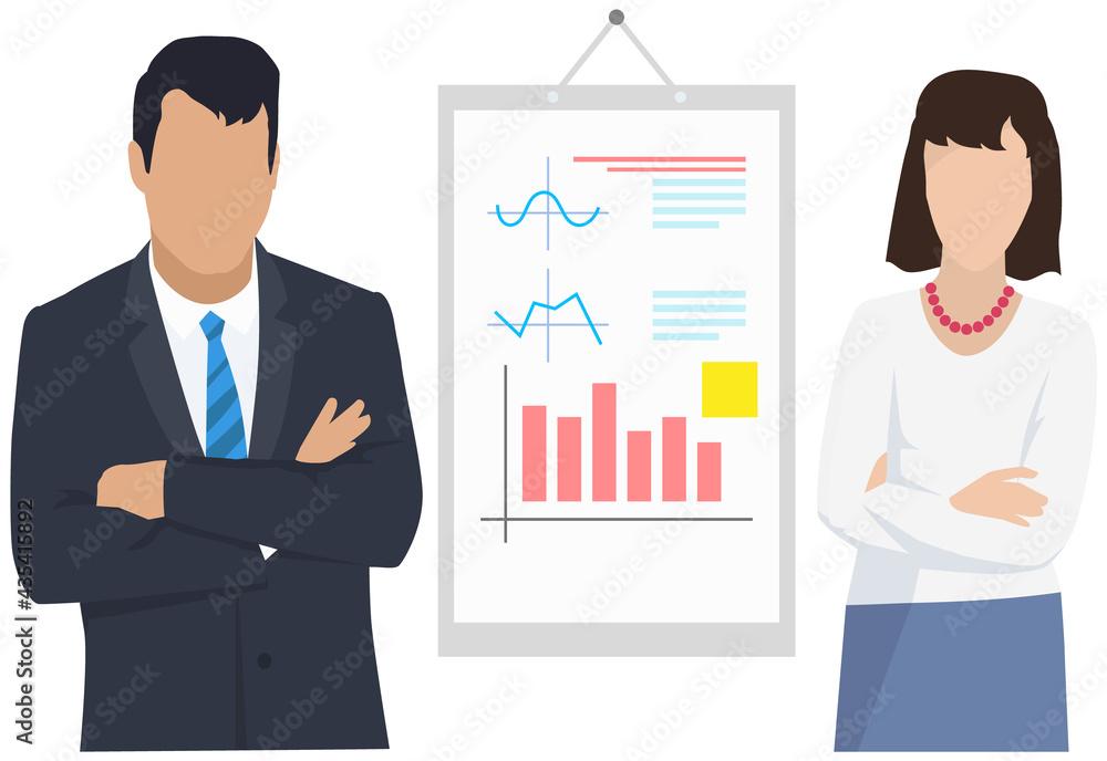 Poster successful business project presentation, company strategy planning, statistics indicators analysis.