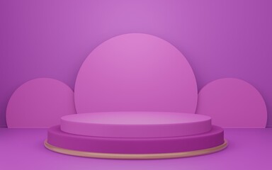 Background 3D geometic podium Purple Color Design minimal illustration 3D rendering.