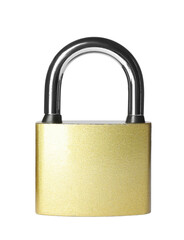 Naklejka premium Modern padlock isolated on white. Safety and protection