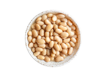 white beans boiled legumes ready to eat bean diet on the table healthy food meal snack copy space...