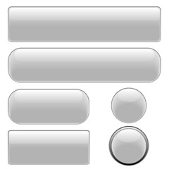 Set white glossy web buttons  isolated on a white background