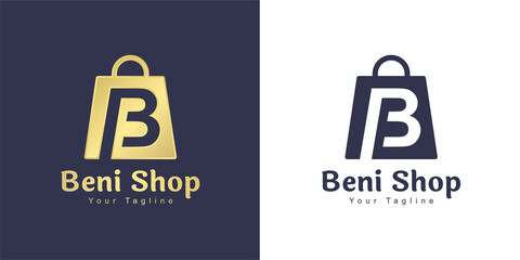 The letter B logo has a shopping concept