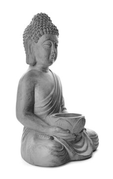 Beautiful stone Buddha sculpture isolated on white