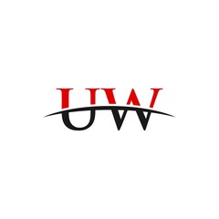 UW initial swoosh horizon, letter logo designs vector