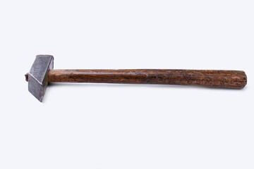 Old hammer isolated on a white background.