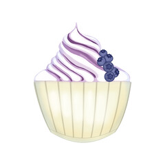 Soft ice cream with blueberries isolated on white background Juicy berries Yummy