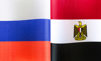 fragments of the state flags of Russia and the Arab Republic of Egypt close-up