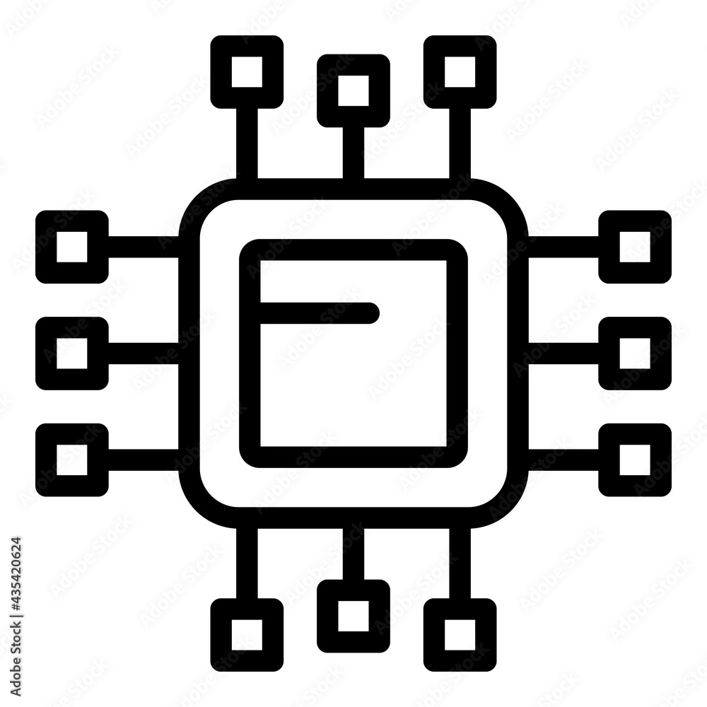 Poster microchip icon. outline microchip vector icon for web design isolated on white background