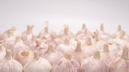 Group of garlic isolated on a white background.