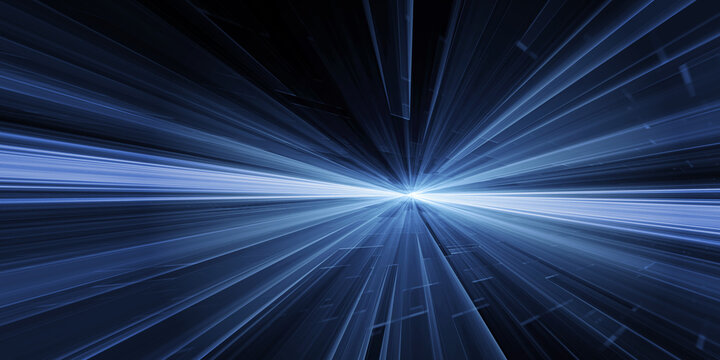 Glowing Blue Speed Line Beam Explosion Rays Tails Light Effect Modern Tech Background.