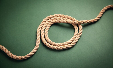 Brown rope on green background.