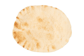 Grilled pitta bread isolated on white background.
