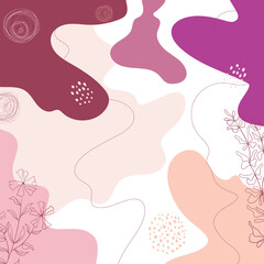 modern floral colorful background with abstract shapes leaves