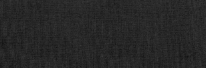 Panorama of Black linen texture and background seamless or blue fabric texture