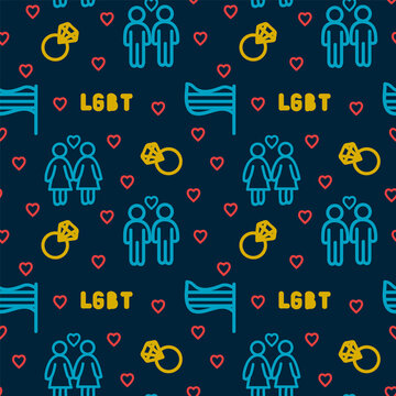 LGBT background for textiles. Gay, Lesbian, Transgender, Bisexual. Love is a same-sex couple. Colored background drawn in doodles. Vector illustration