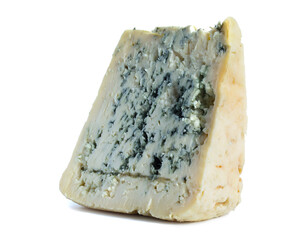 Milk blue cheese on white background