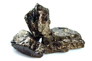 Fossil coal from the bowels of the earth on a white background