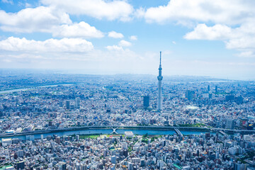 Fototapeta premium 東京都心部 ヘリコプター空撮写真