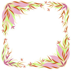 Fototapeta na wymiar Decorative frame made of leaves. Vector illustration.