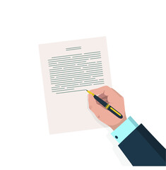 Hand writes a letter.