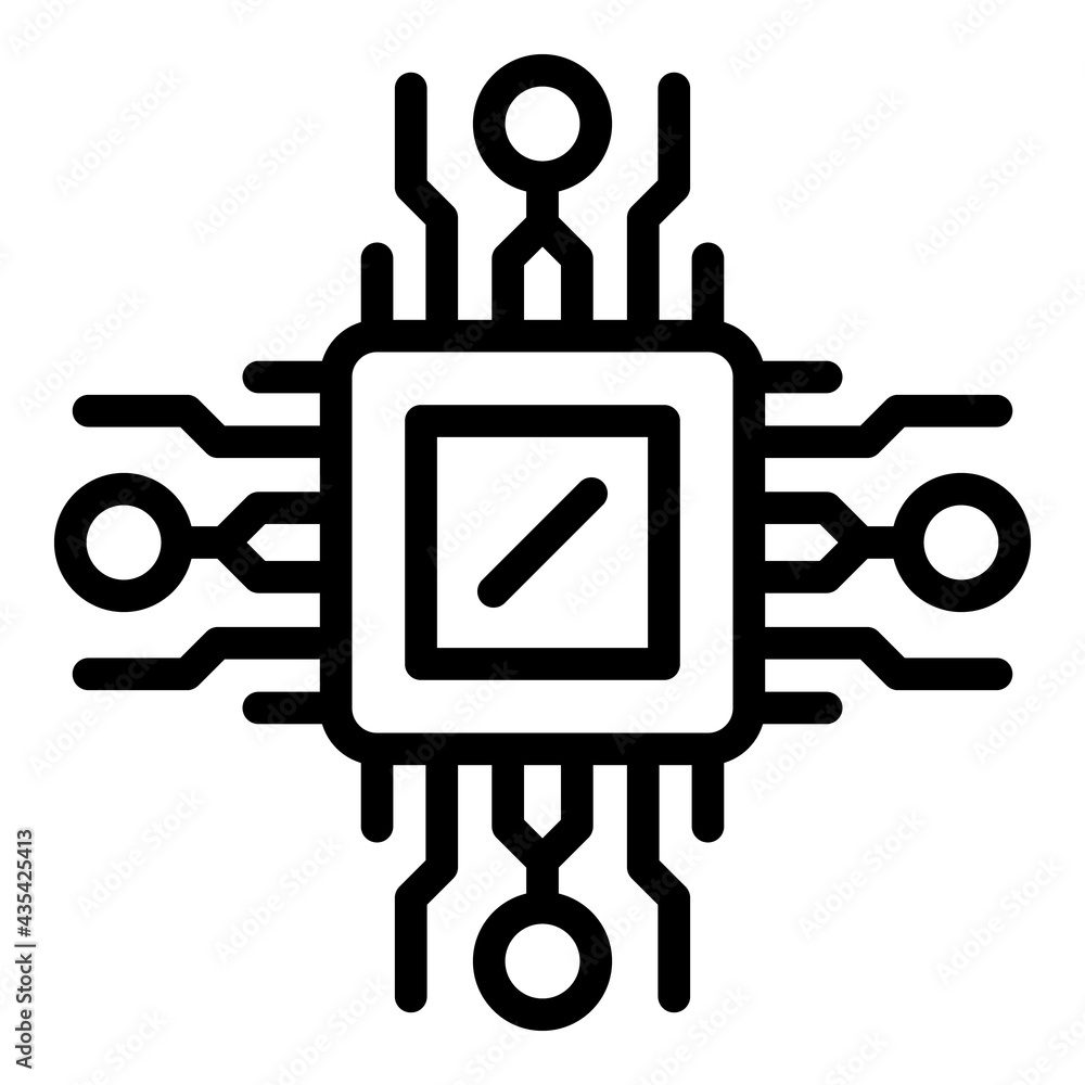 Poster laptop microchip icon. outline laptop microchip vector icon for web design isolated on white backgro
