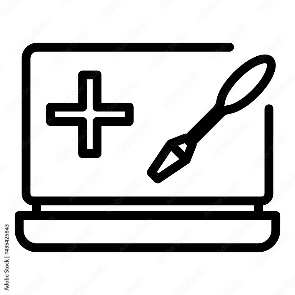 Poster fixing laptop icon. outline fixing laptop vector icon for web design isolated on white background