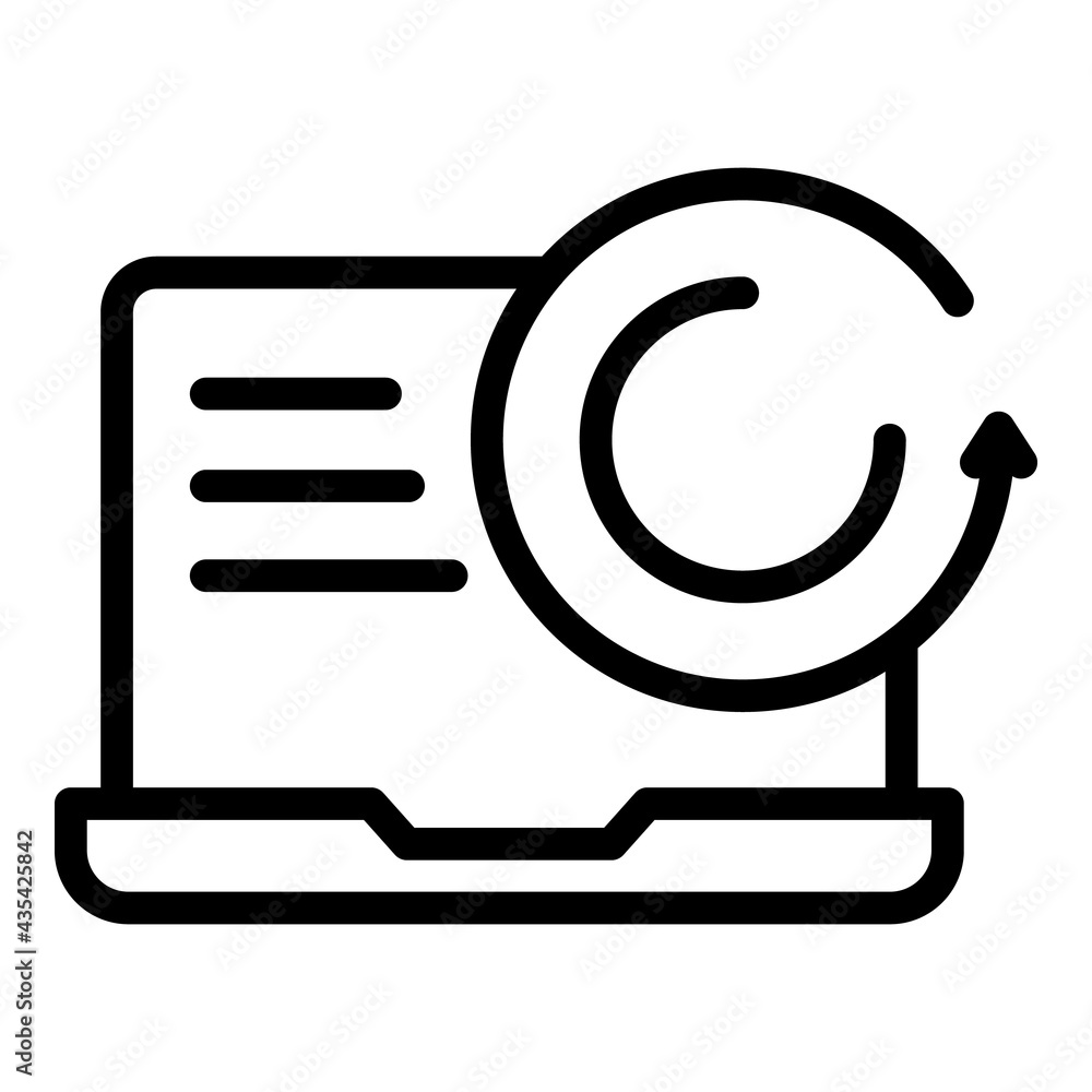 Poster update laptop icon. outline update laptop vector icon for web design isolated on white background