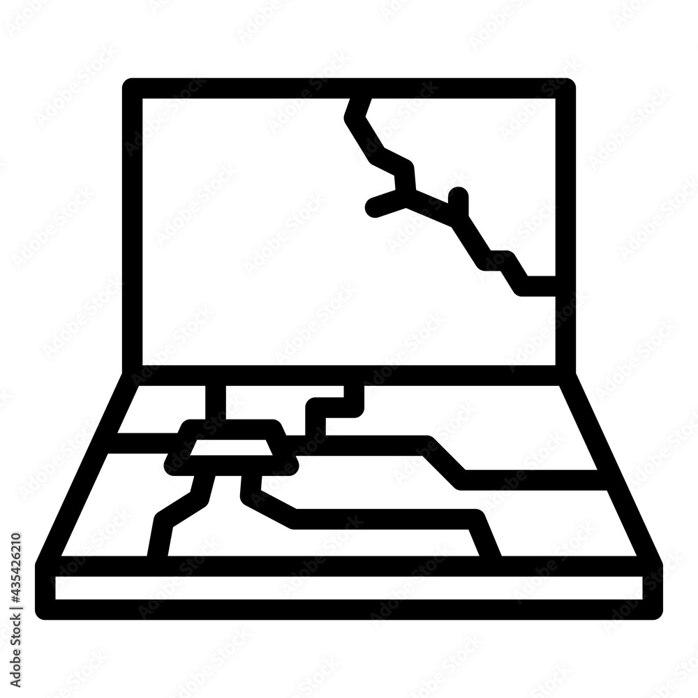 Poster destroyed computer icon. outline destroyed computer vector icon for web design isolated on white bac