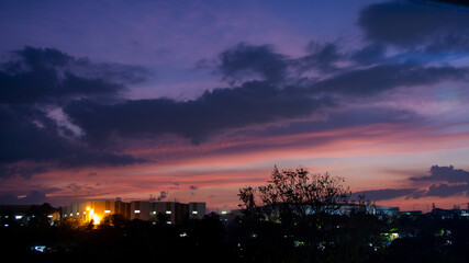 sunset over the city