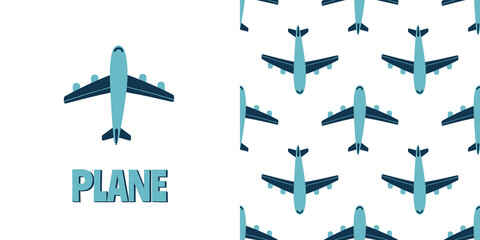 Seamless pattern with airplanes. Print for kids. Vector illustration with hand drawn plane. Flying plane on a white background. It can be used to decorate children clothing, bedding, wrapping paper