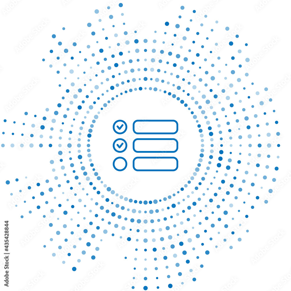 Aufkleber blue line task list icon isolated on white background. control list symbol. survey poll or questionn