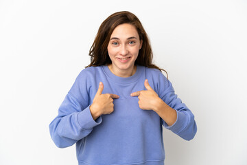Young caucasian woman isolated on white background with surprise facial expression