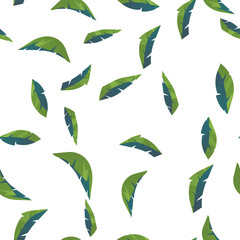 Seamless pattern from leaves of natural branches, green leaves, herbs, tropical plants. Good for backgrounds, prints, apparel and textiles.