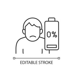 Vaccination effect linear icon. Drowsiness and fatigue. Mental burnout. Physical weakness. Thin line customizable illustration. Contour symbol. Vector isolated outline drawing. Editable stroke