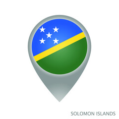 Map pointer with flag of Solomon islands. Solomon islands pointer map isolated icon. Vector Illustration