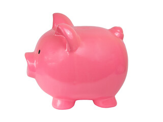 Pink piggy bank isolated on the white background