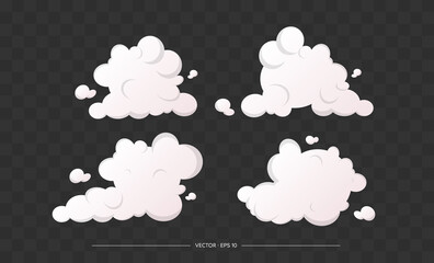 Clouds set. Simple cute cartoon design. Icon or logo collection. Flat style vector illustration.