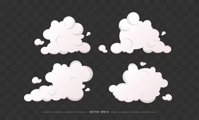 Behangcirkel Clouds set. Simple cute cartoon design. Icon or logo collection. Flat style vector illustration. © Javvani