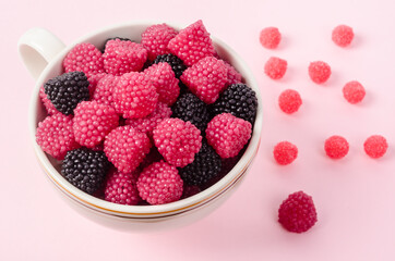 gummy sweets candies in cup.