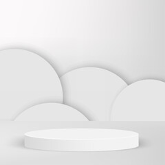 Abstract background with white color geometric 3d podiums. Vector illustration