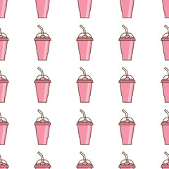 Vector slush drink isolated icon. Cartoon ice cup (Frozen Drink). Emoji clipart drawing of tropical smoothie shake.