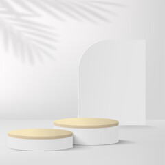 Abstract background with white color geometric 3d podiums. Vector illustration