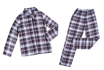 Sleep wear pajamas - shirt and pants isolated on white background. Sleepwear set