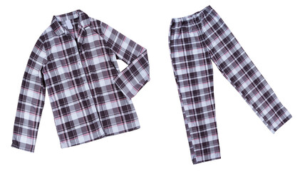 Sleep wear pajamas - shirt and pants isolated on white background. Sleepwear set