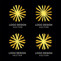 Abstract Gold Flower Monogram Logo Template